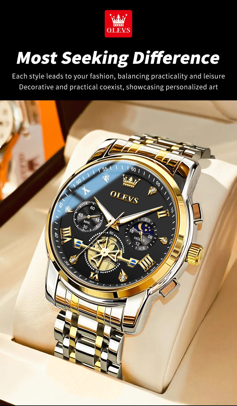 Cartmela 2856 Men’s Quartz Watch – Skeleton Flywheel Chronograph
