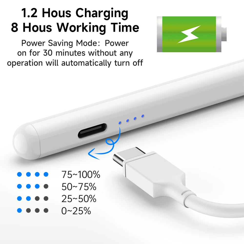 Stylus Pen for iPad – Palm Rejection & Power Display Compatible