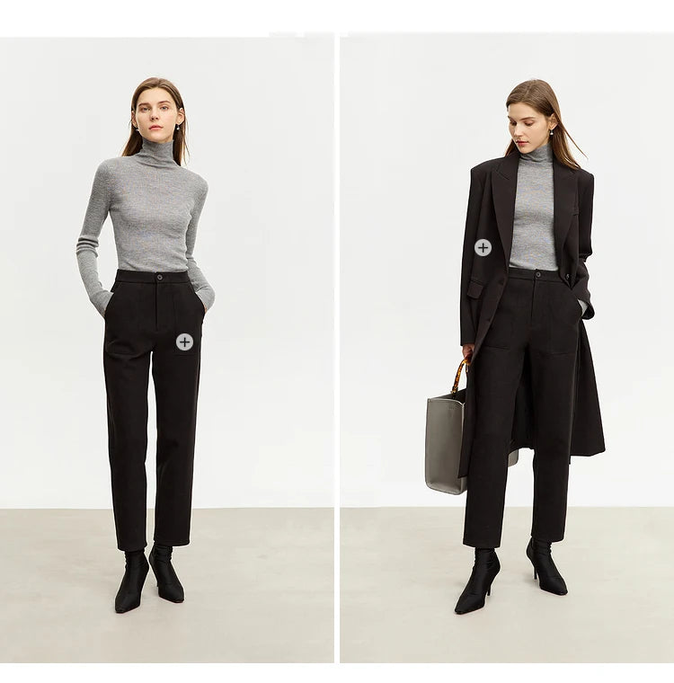 Women’s Slim Fit Turtleneck Sweater – Warm High Elastic Pullover