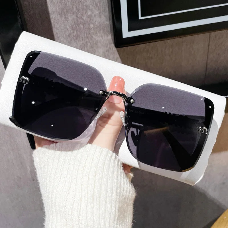 2025 Luxury Oversized Rimless Sunglasses for Women – Stylish Fashion Shades UK