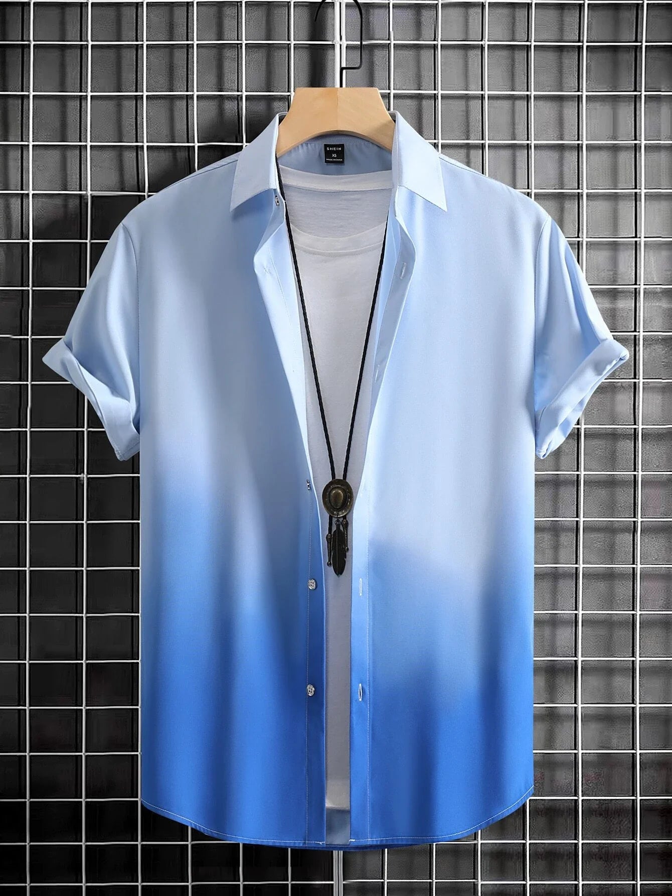 Men’s 3D Graphic Print Shirt – Gradient Short Sleeve Summer Top