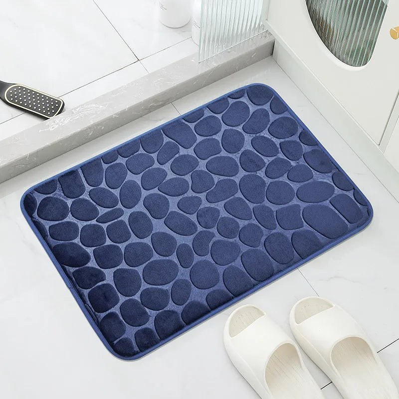 Anti-Slip Cobblestone Bathroom Floor Mat – Water Absorbent Rug