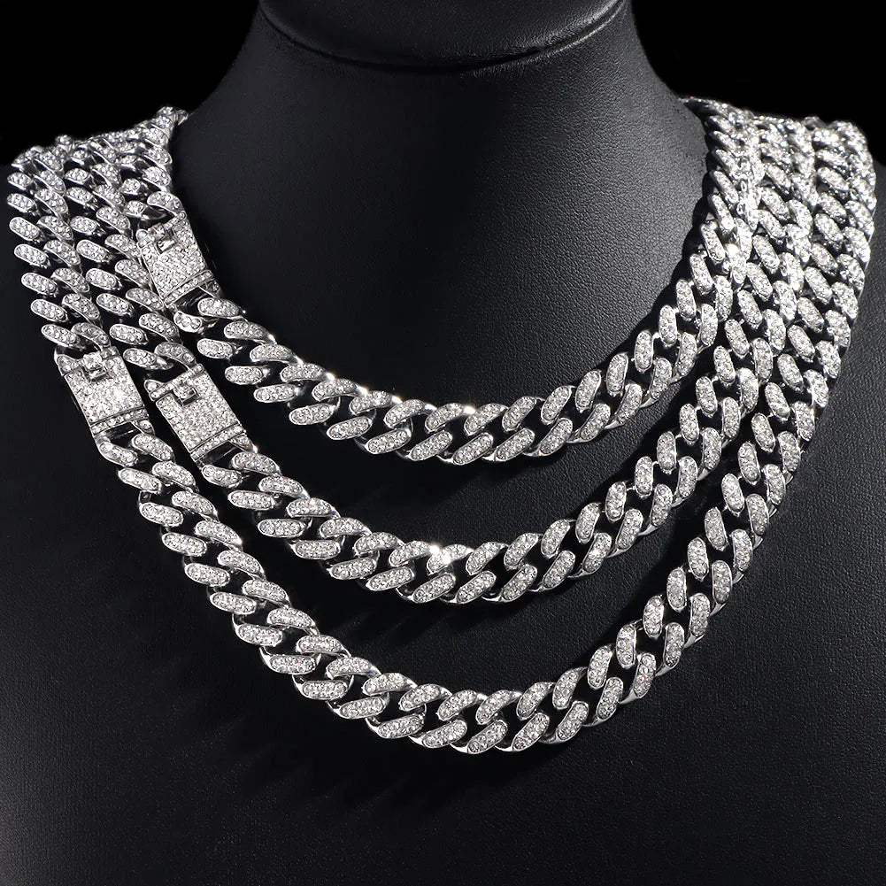 Hip Hop Iced Out Cuban Link Chain Necklace – Gold & Silver Men’s Gift