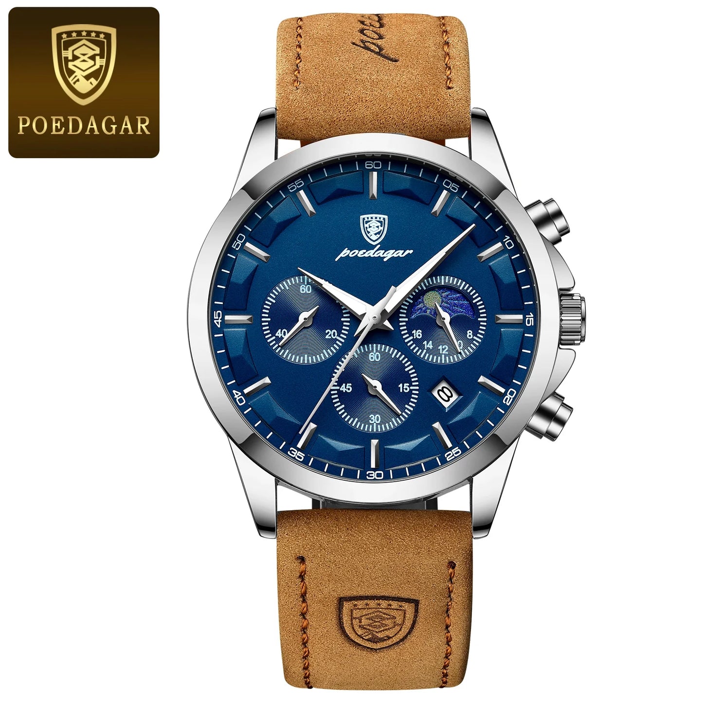 POEDAGAR Men's Luxury Quartz Chronograph Waterproof Watch