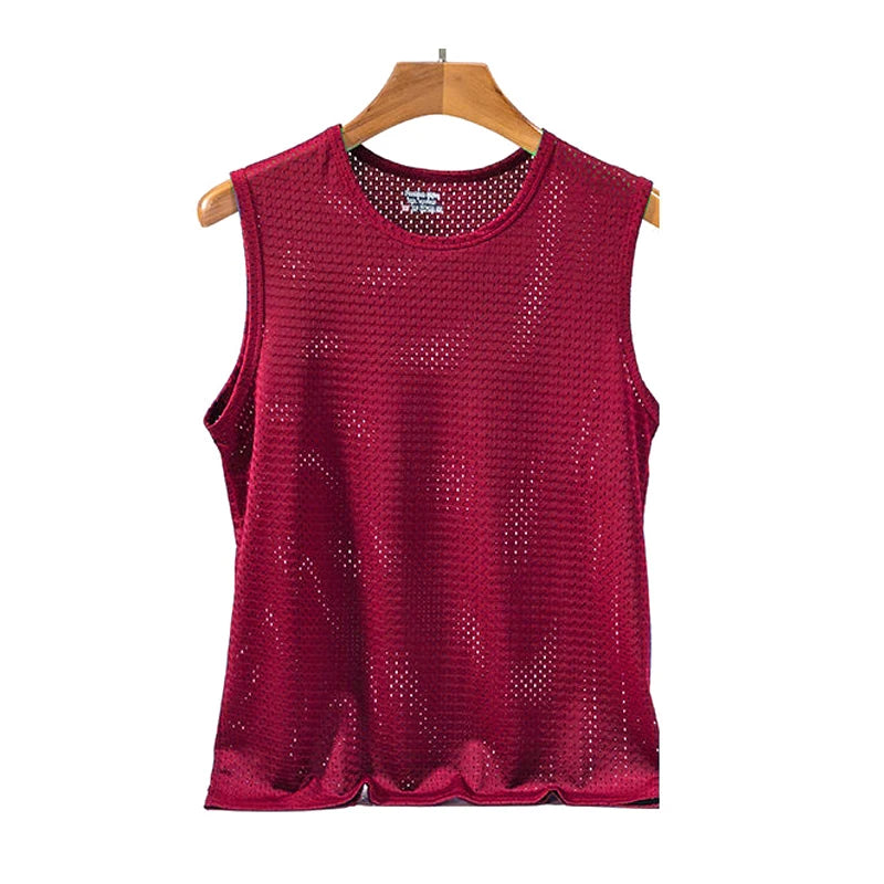 Men’s Ice Silk Mesh Tank Top Bodybuilding Fitness Vest
