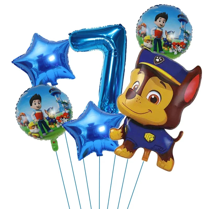 6pcs Paw Patrol Foil Balloons – Kids Birthday Party Decorations