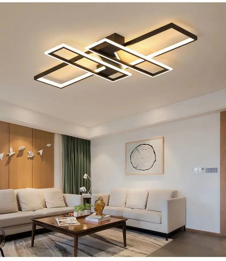 Modern Rectangle LED Ceiling Light – Creative Living Room Fixture