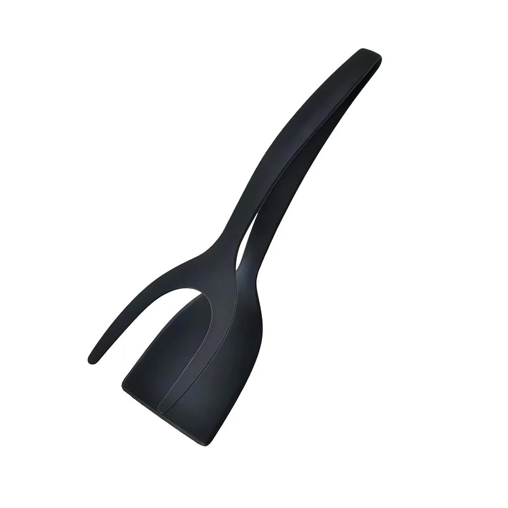 2-in-1 Grip Flip Spatula Tongs - Nylon Non-Stick Egg Flipper for Pancakes, Fish