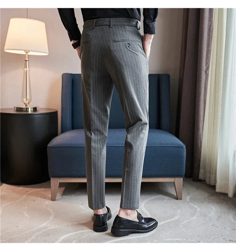 Cartmela Men’s Black Striped Suit Pants