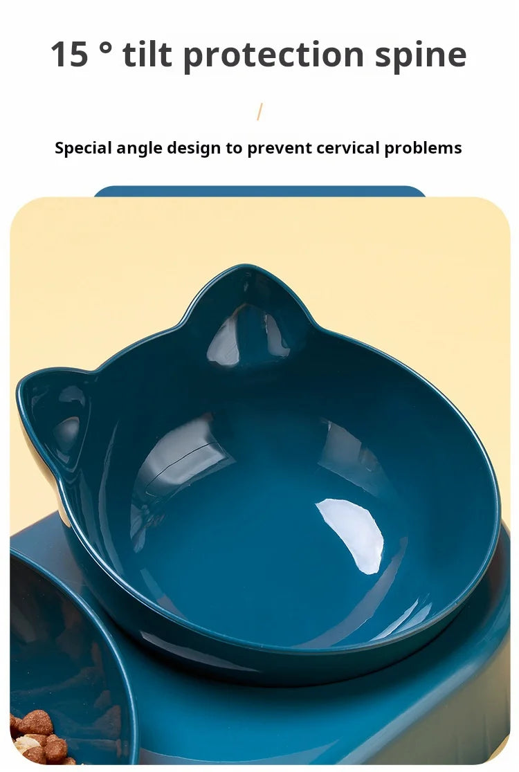 3-in-1 Cat Bowl Set with Tilted Design & Gravity Water Feeder