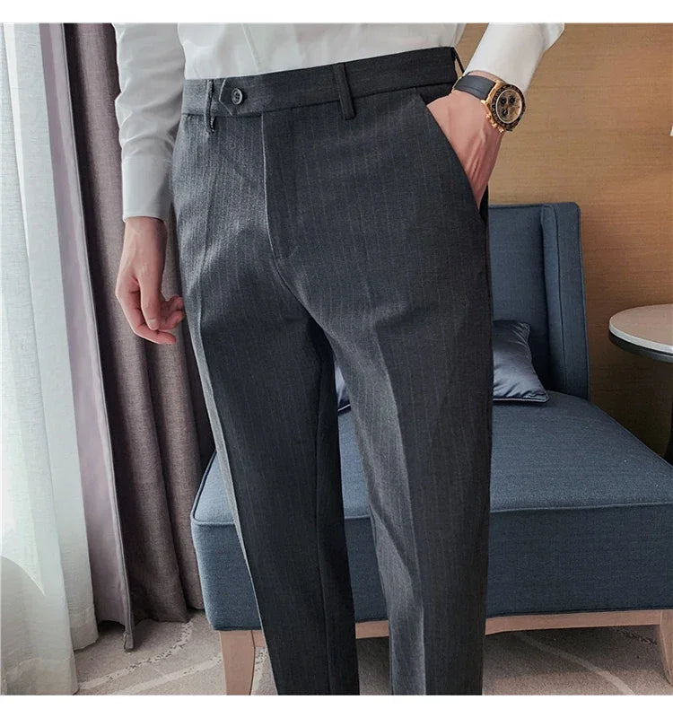 Cartmela Men’s Black Striped Suit Pants