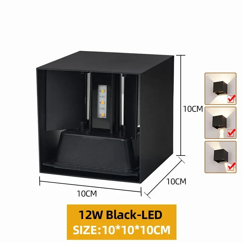 Waterproof Aluminum LED Wall Lamp – 12W/24W Indoor Outdoor Light