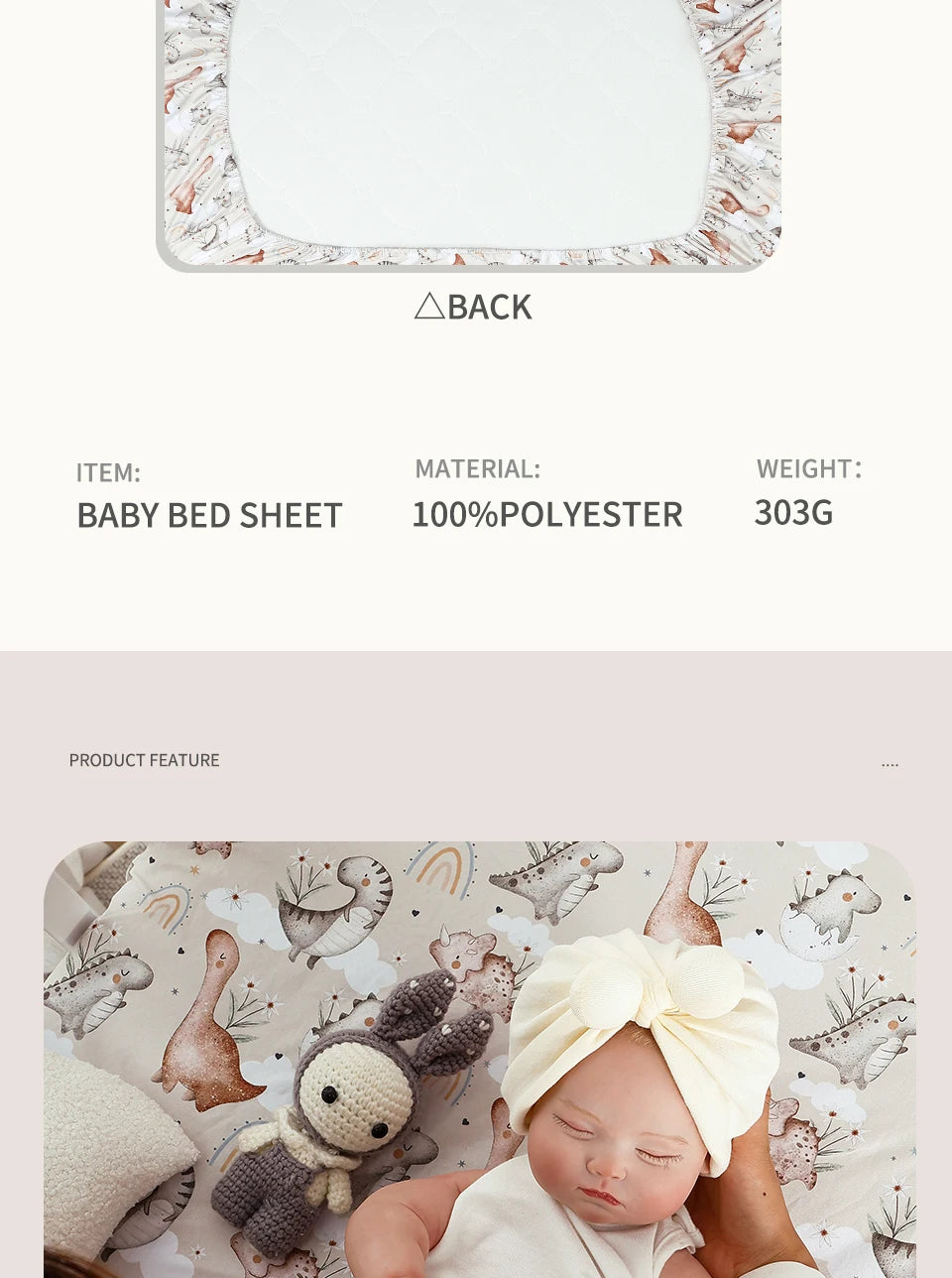 Happy Flute Cartoon Baby Bed Sheet – Soft, Breathable 70×130cm