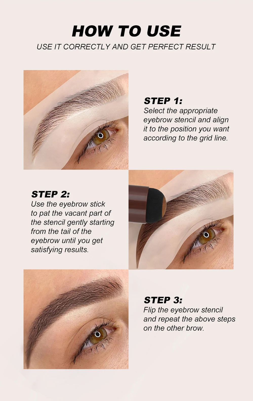 Eyebrow Stamp Stencil Kit – Waterproof Brow Makeup with 10 Stencils
