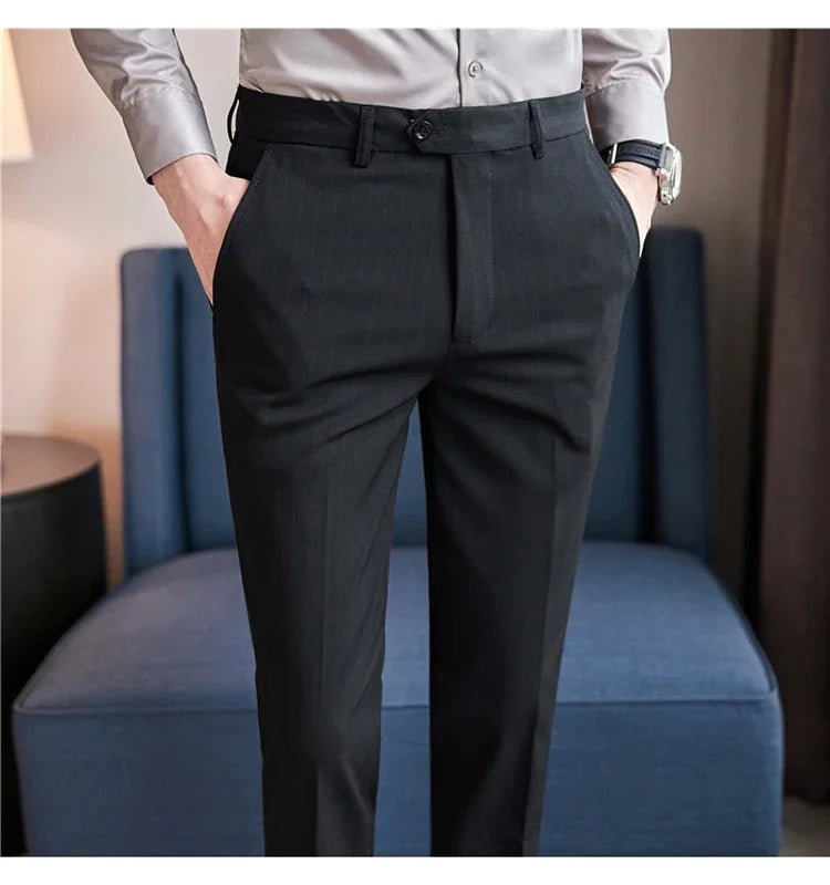 Cartmela Men’s Black Striped Suit Pants
