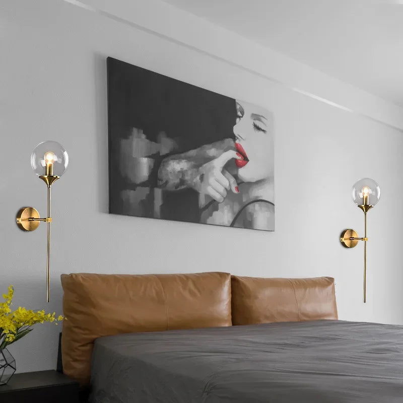 Modern Glass Wall Lamp – Golden Round Nordic Sconce Light