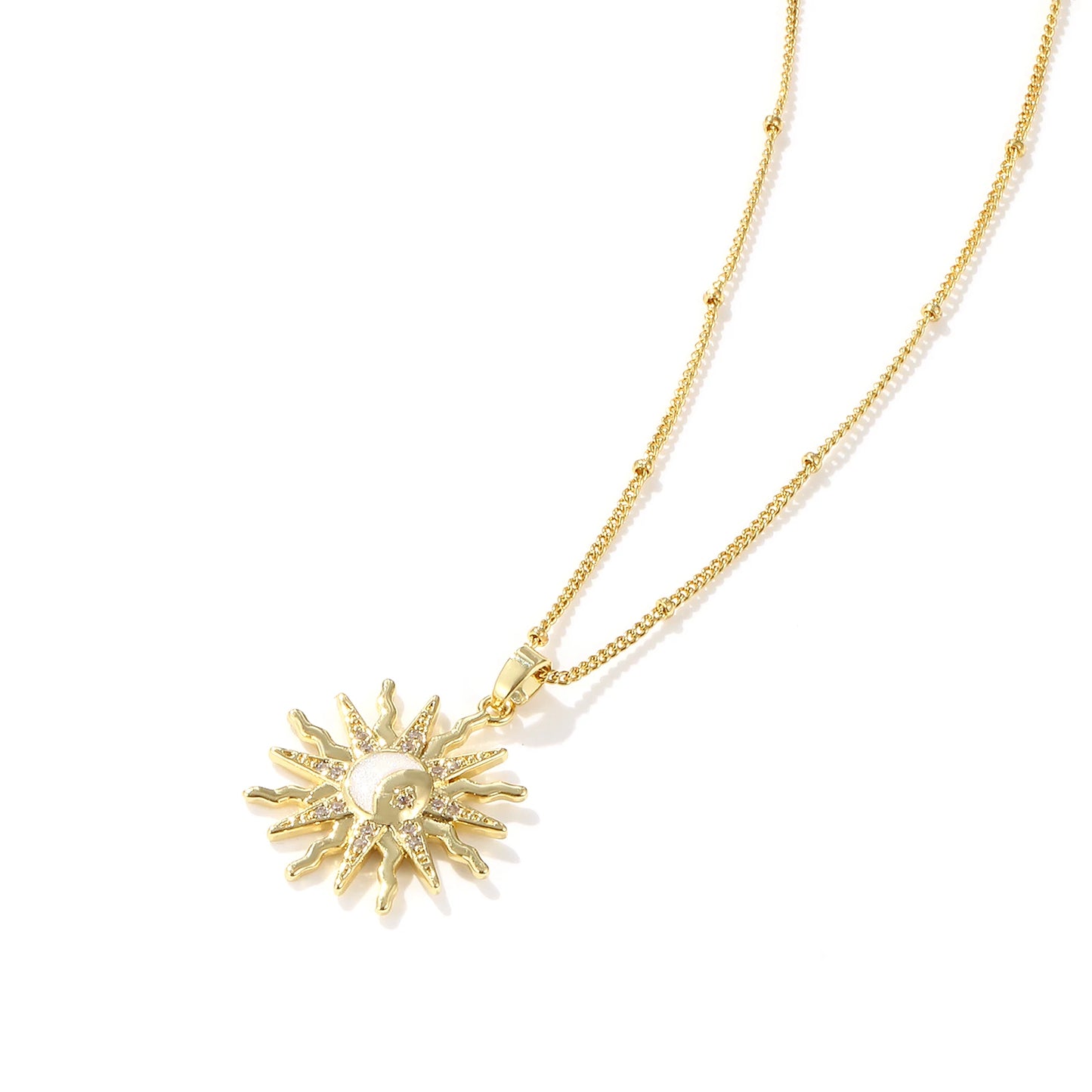 18K Gold Plated Galaxy Enamel Pendant Necklace – CZ Curb Chain