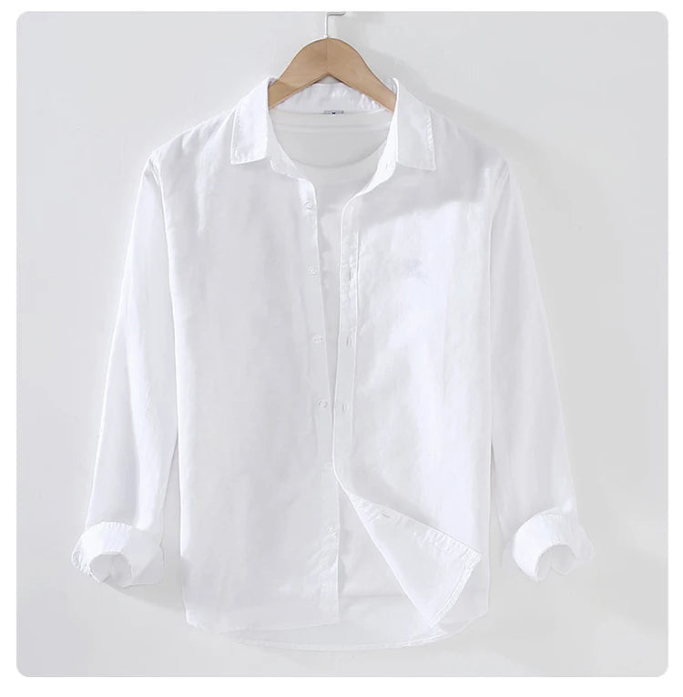 Men’s Linen Cotton Shirt – Long Sleeve Casual Spring/Summer Wear