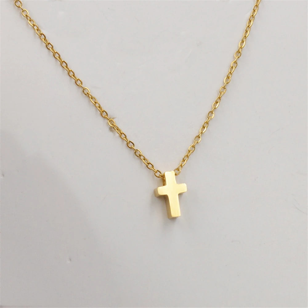 Gold Cross Necklace for Women – Stainless Steel Jesus Pendant