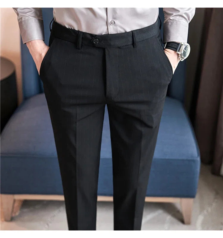 Cartmela Men’s Black Striped Suit Pants