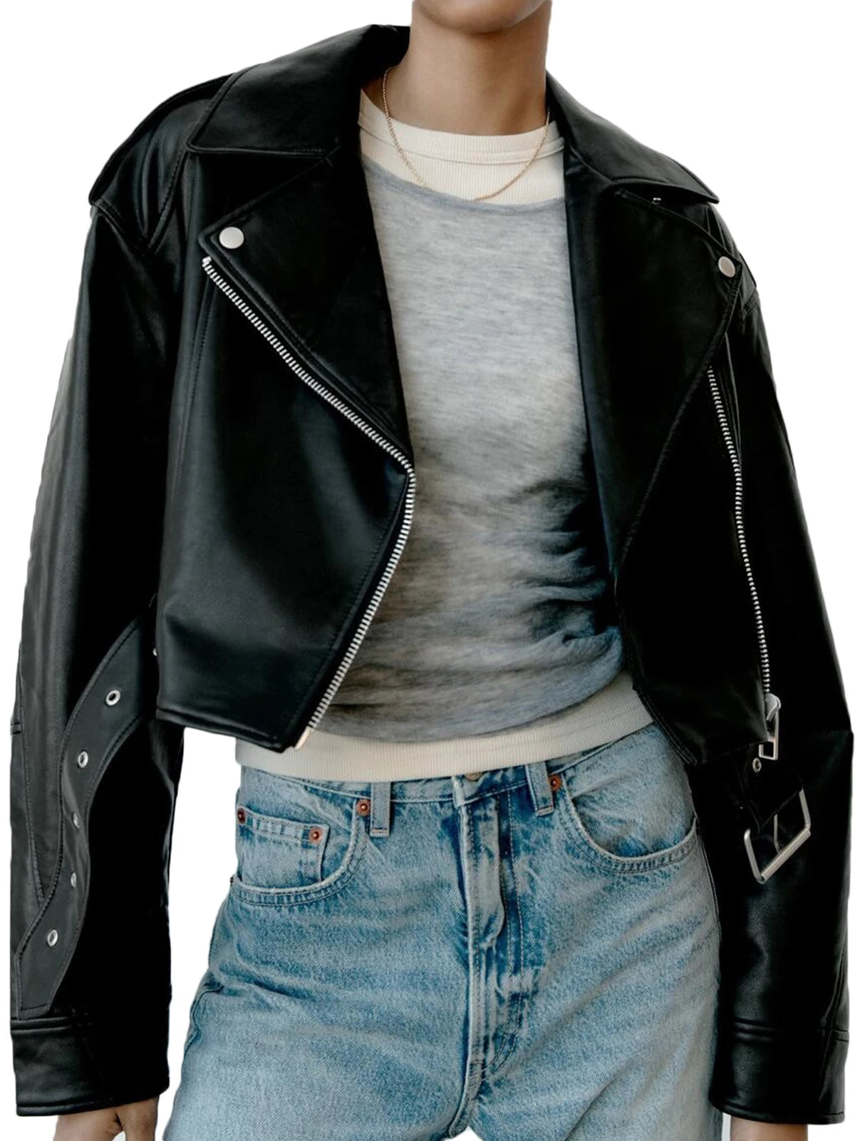 Fitaylor Faux PU Leather Jacket for Women