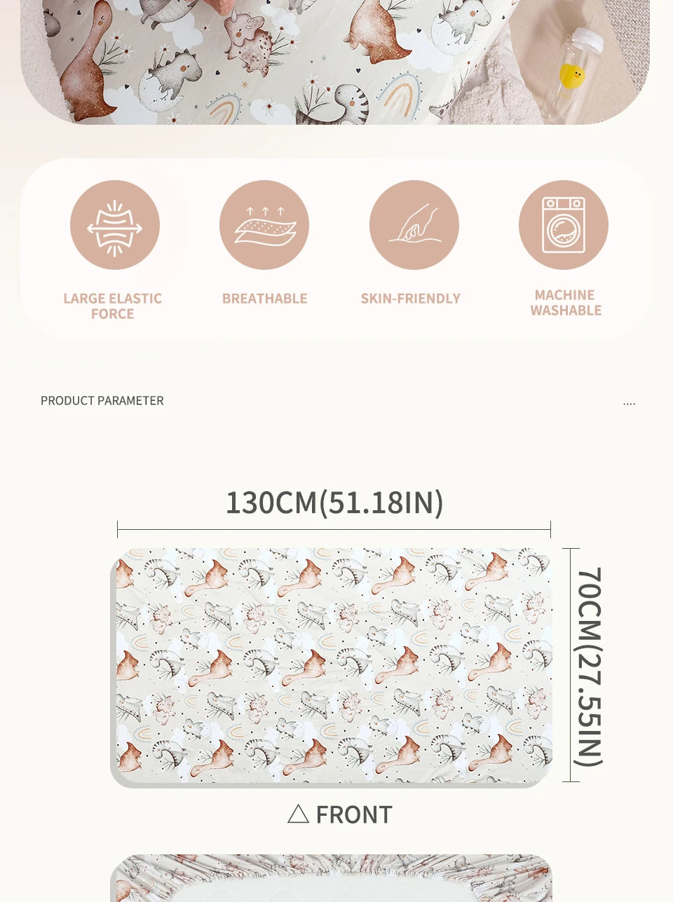 Happy Flute Cartoon Baby Bed Sheet – Soft, Breathable 70×130cm