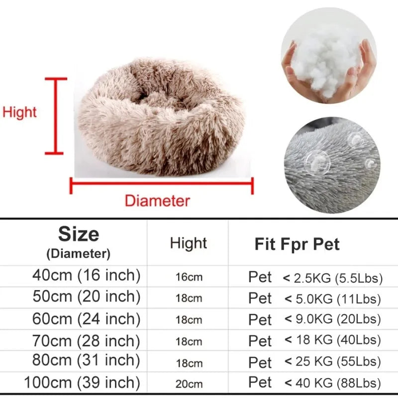 Round Plush Pet Bed – Soft Sleeping Cushion for Cats & Dogs