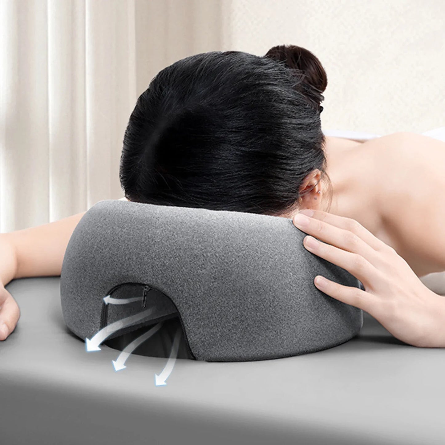 Face Down Memory Foam Pillow – Prone Nap & Massage Headrest