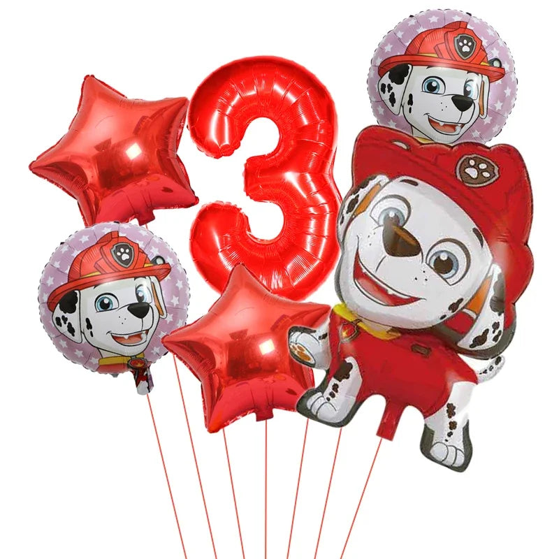 6pcs Paw Patrol Foil Balloons – Kids Birthday Party Decorations