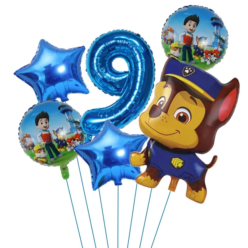 6pcs Paw Patrol Foil Balloons – Kids Birthday Party Decorations
