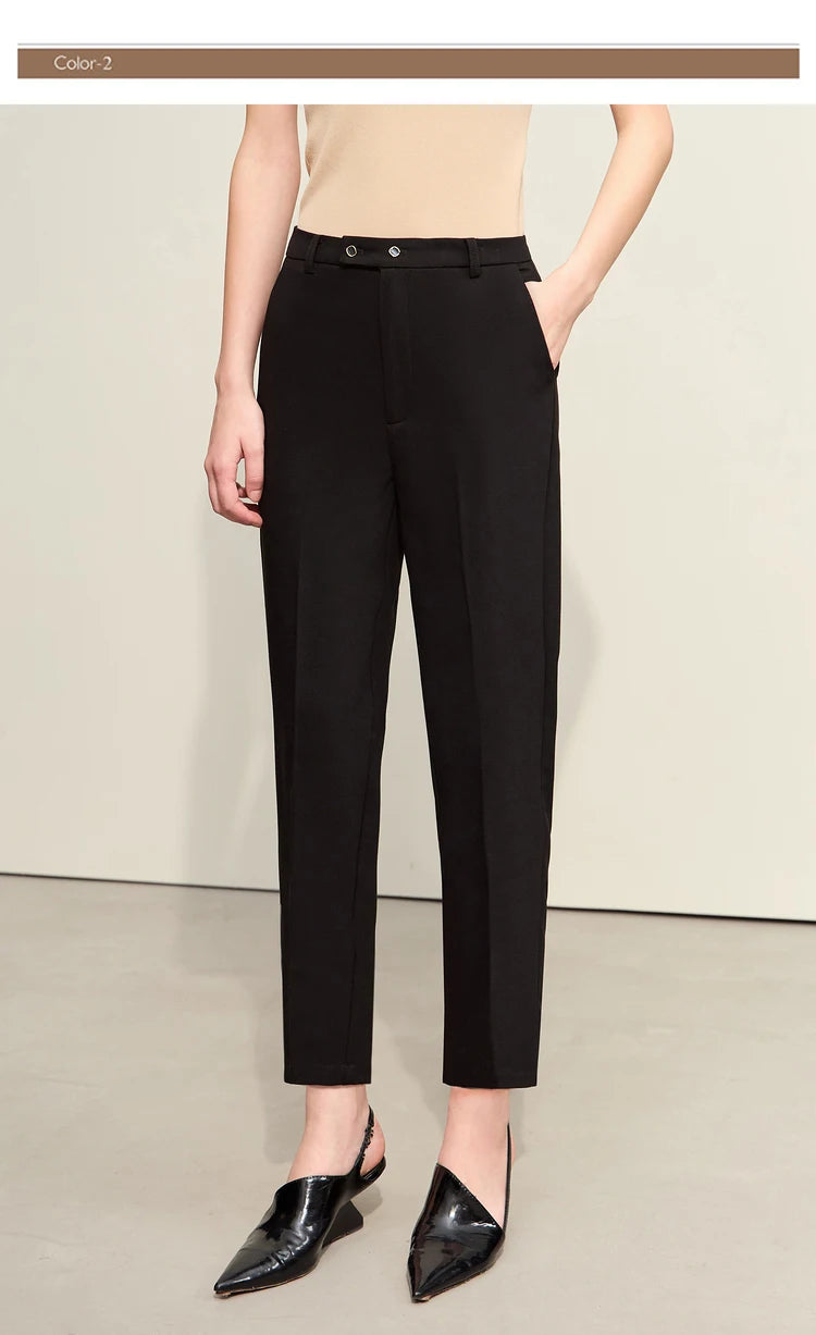 Women’s Straight Casual Pants – Summer Elastic Waist Office Wear