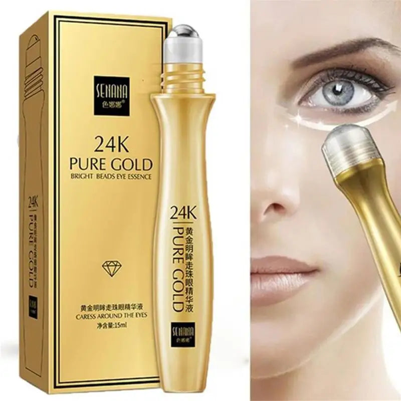 24K Gold Eye Roller Cream – Hydrating, Anti-Dark Circles, 15ml