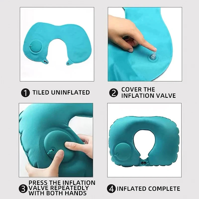 Inflatable U-Shaped Travel Pillow – Neck Support for Travel Comfort
