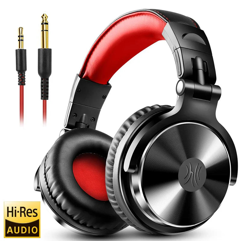 Professional Wired DJ Headphones – Over Ear with Mic & Hi-Res Audio
