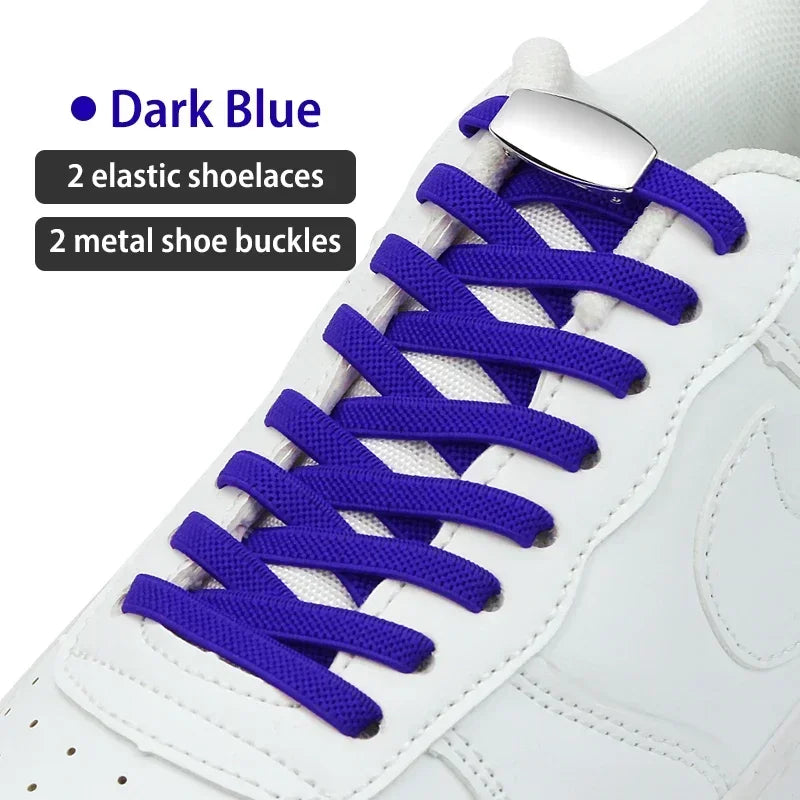 No-Tie Elastic Shoelaces with Metal Lock | Quick Fit for All Shoes