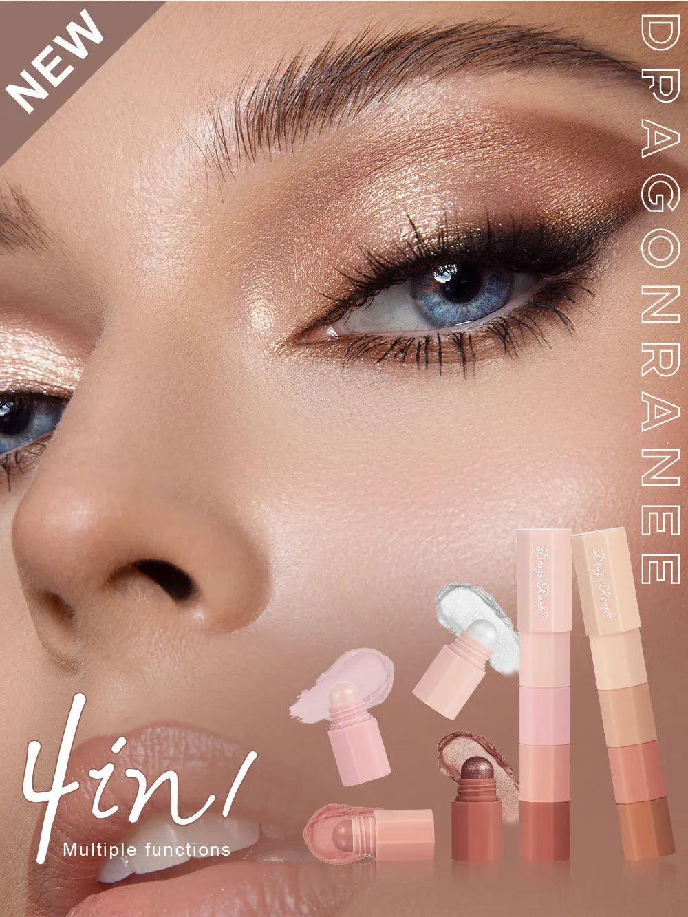 4-Color Lazy Eyeshadow Pencil Set – Waterproof & Shimmer Finish