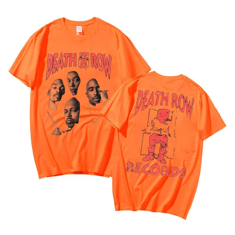 Death Row Records Double Sided Graphic Tshirt Men Women Hip Hop Style T-shirt Man Retro T Shirts Rapper Men's Fashion Streetwear