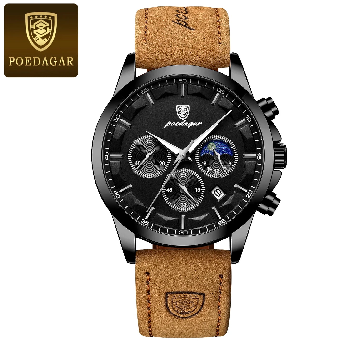 POEDAGAR Men's Luxury Quartz Chronograph Waterproof Watch
