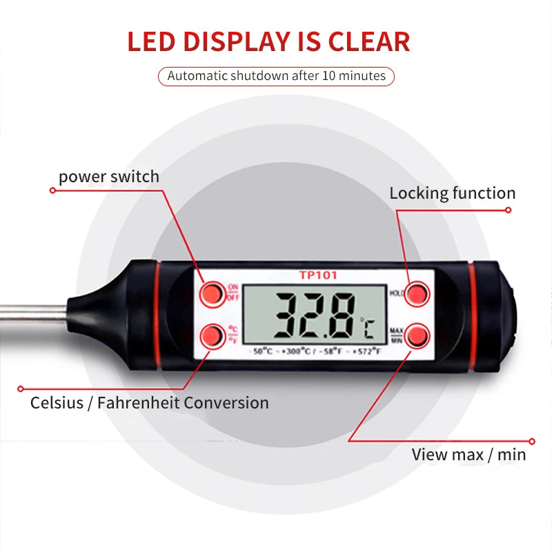 Digital Probe Kitchen Thermometer for Baking, Grill & Liquids