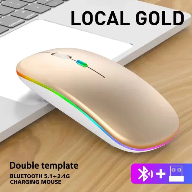 LED Wireless Bluetooth Mouse – USB Rechargeable RGB Silent Mouse