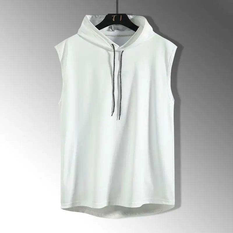 Men’s Solid Color Hooded Tank Top