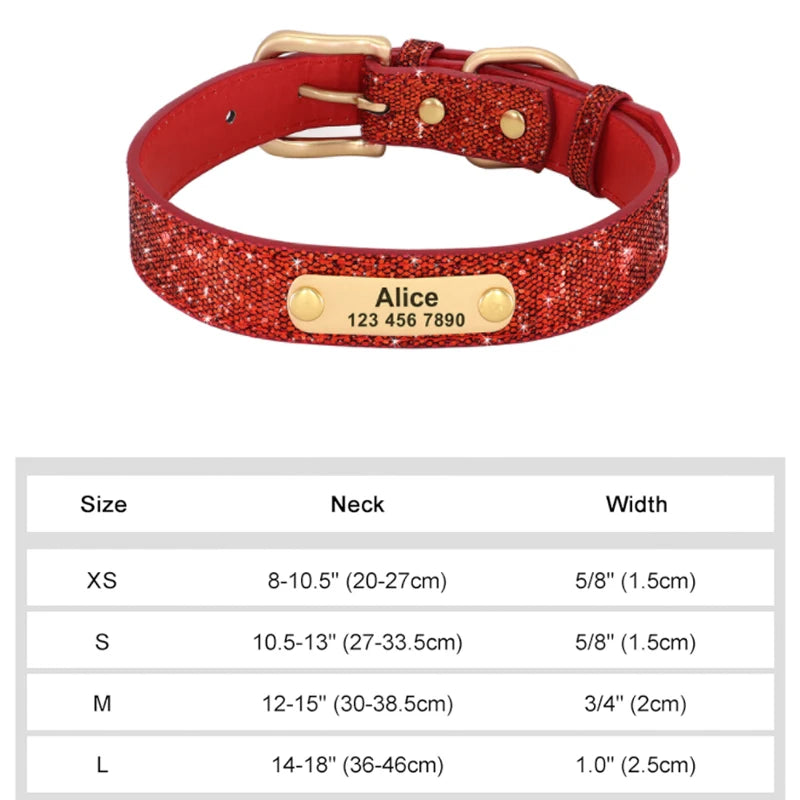 Custom Leather Pet Collar – Engraved Rhinestone Dog Collar