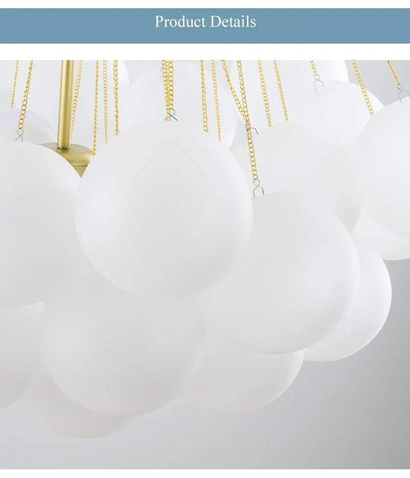 37-Glass Bubble Chandelier – Frosted Milky White Colorful Pendant
