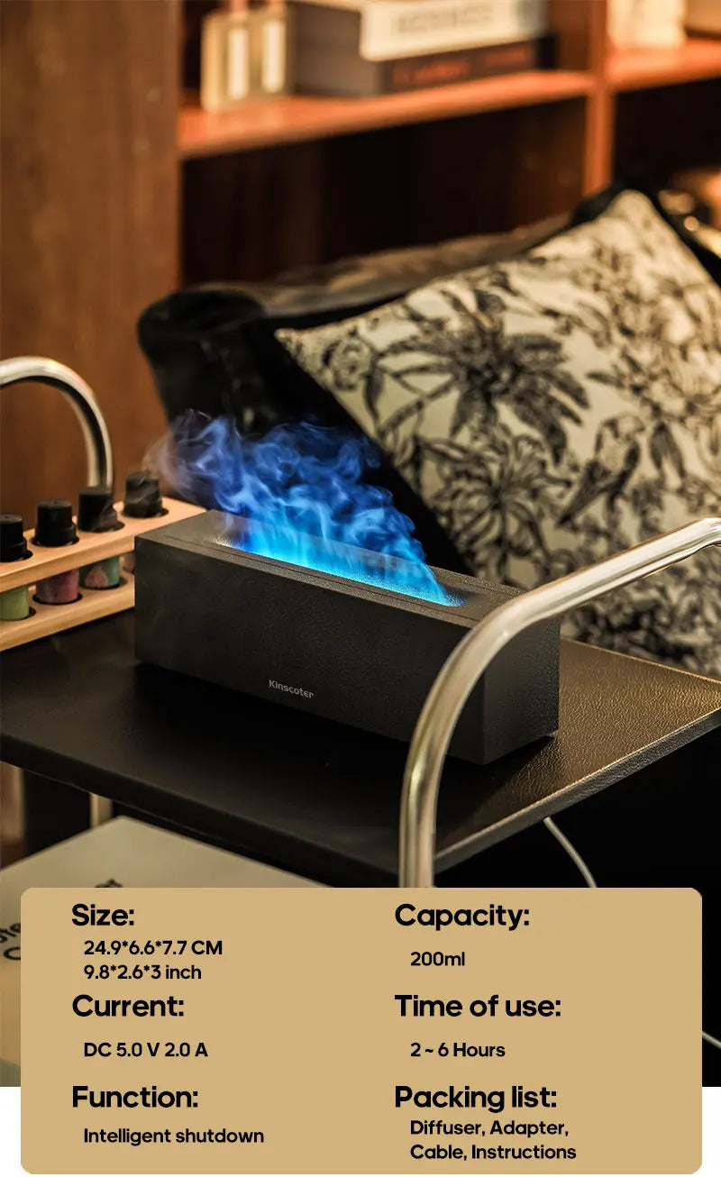 Flame LED Aroma Diffuser – Ultrasonic Cool Mist Humidifier