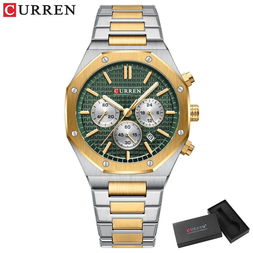 Casual Stainless Steel Quartz Watch – Waterproof Men’s Chronograph