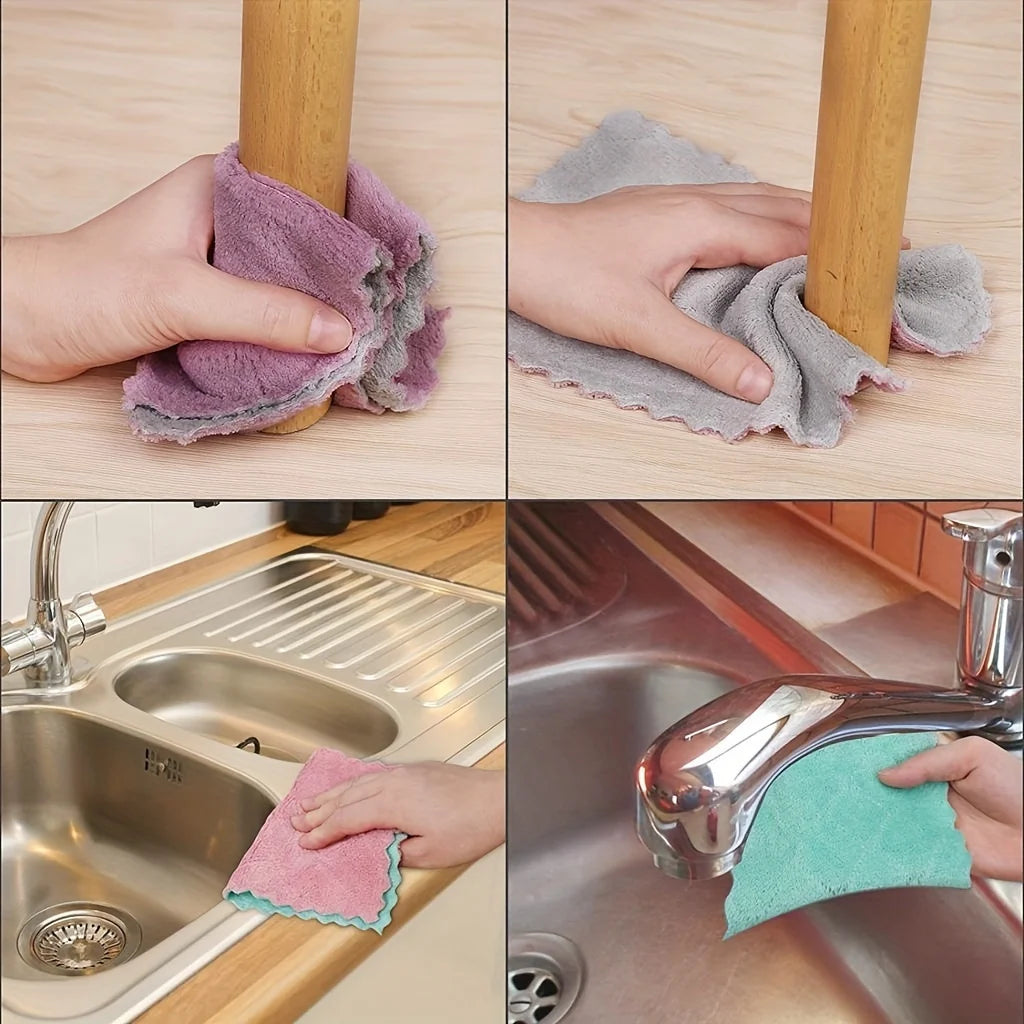 10pcs Microfiber Dish Cloths – Double-Sided Cleaning Rags for Kitchen