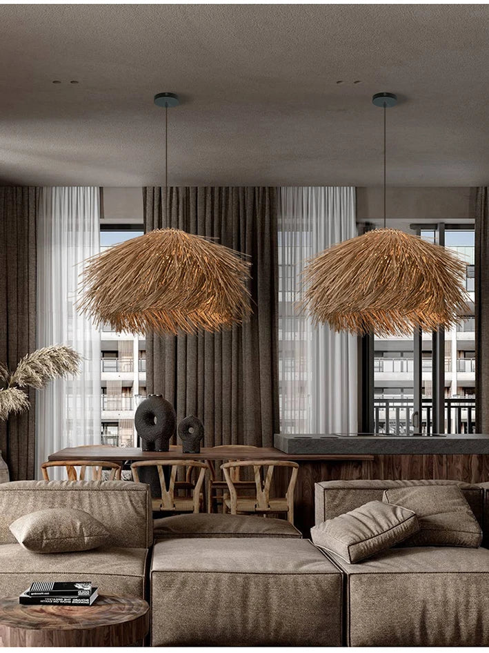 Retro Hand-Woven Rattan LED Chandeliers – Pendant Lights 40–80cm