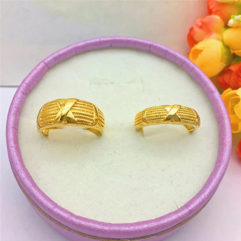 Gold Color Opening Rings for Couples – Dragon & Phoenix Design