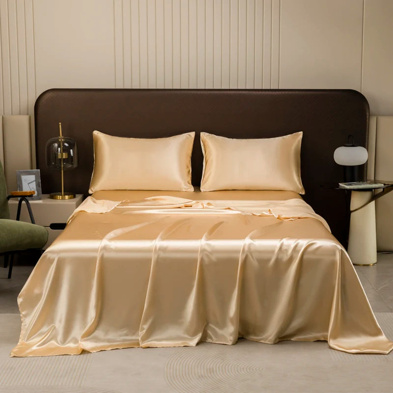 Silky Satin Bed Sheet Set – Cooling Summer Sheets with Pillowcase