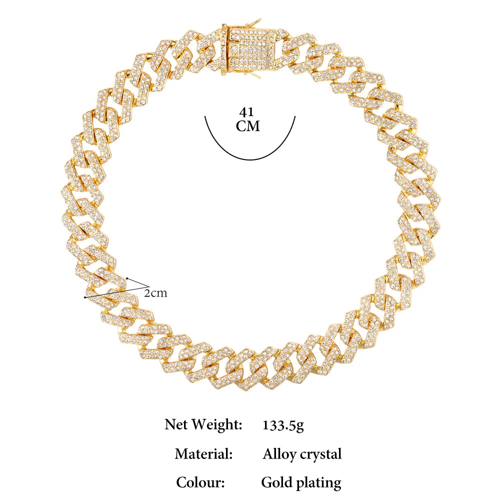 Hip Hop Iced Out Cuban Link Chain Necklace – Gold & Silver Men’s Gift